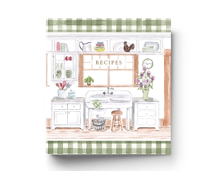SAGE GREEN GINGHAM RETRO KITCHEN RECIPE BINDER